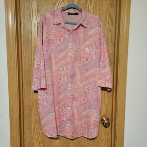 Lauren Ralph Lauren Women's Pink and Orange Paisley Sleep Dress Size XL